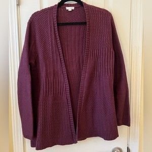 J. Jill Plum Purple Wool Blend Cable Cardigan | Size: M